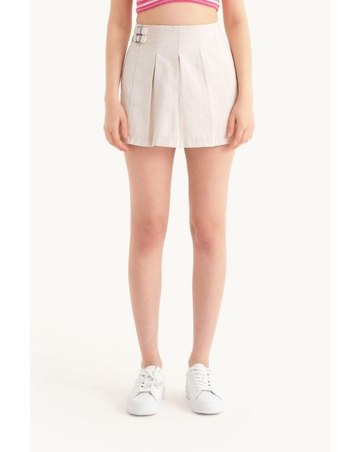 Hiccup Gray High Waist Double Belt Mini Skort