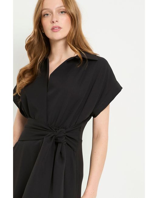 PRINCIPLES Black Formal Front Tie Shirt Midi Dress