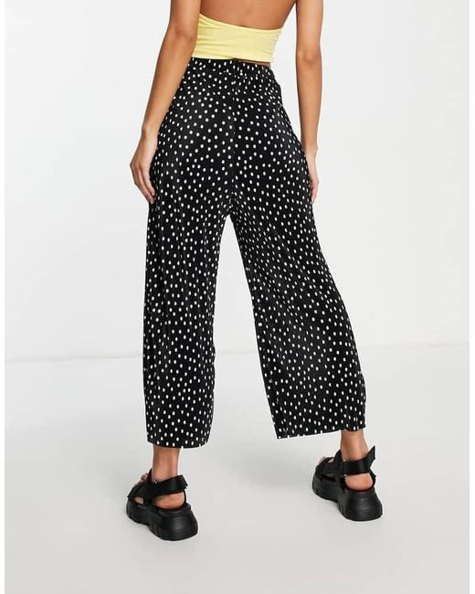 ASOS Blue Plisse Wide Leg Trouser Culottes