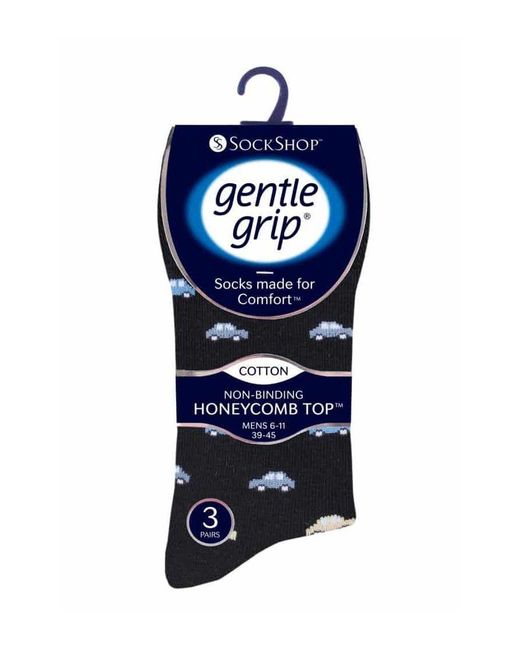 Gentle Grip Black 6 Pairs Non Elastic Socks for men