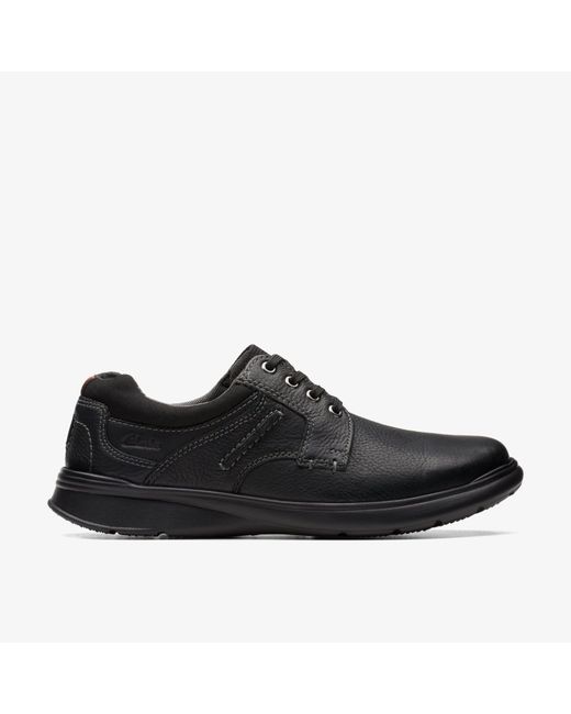 Clarks Black Cotrell Plain Oily Lea Shoes for men