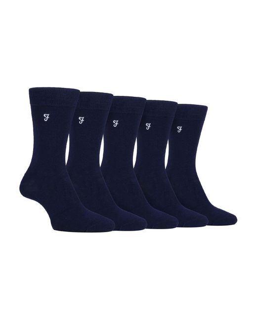 Farah Blue 5 Pack Bamboo Bright Striped Patterned Socks for men