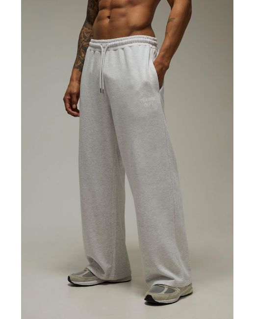 BoohooMAN Gray Training Dept Wide Leg Loopback Jogger for men