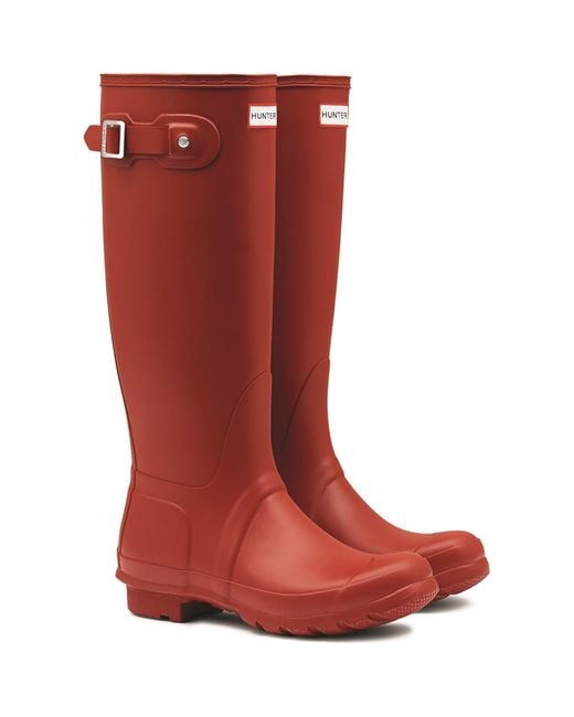Hunter Red Matt Original Tall Wellington Boots