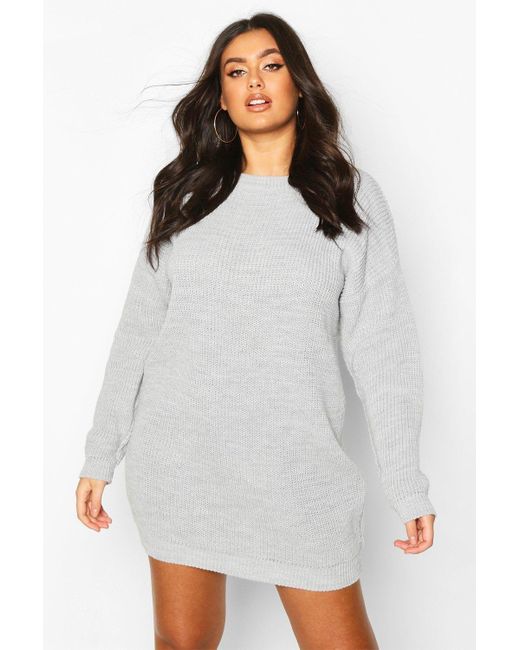 Boohoo Gray Plus Crew Neck Jumper Dress