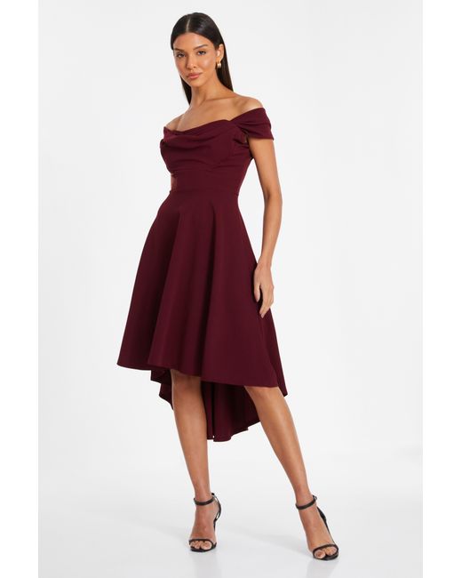 Quiz Dark Dip Hem Dress in Red | Lyst UK