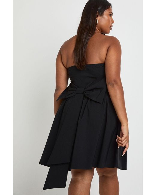 Boohoo Black Plus Bandeau Bow Back Skater