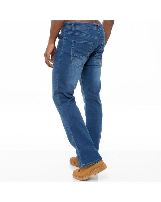Enzo Blue Bootcut Stretch Denim Jeans for men