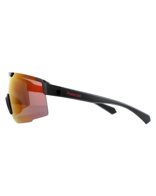 Polaroid Brown Sport Shield Mirror Polarized Sunglasses for men
