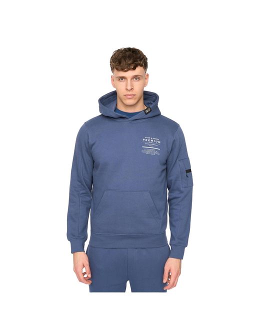 Duck and Cover Blue Rayland Cotton Blend Hoodie (Denim) for men