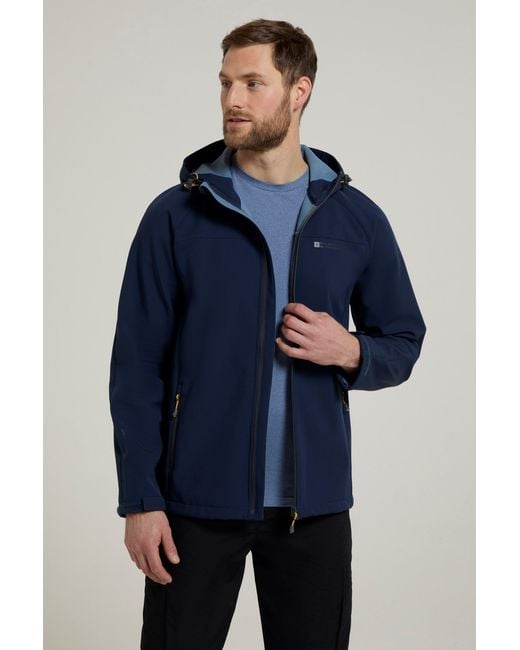 Mountain Warehouse Blue 'Exodus' Softshell Jacket Insulated Breathable Water Resistant Coat for men