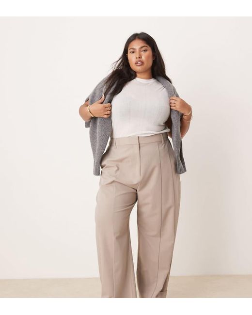 ASOS Natural Design Tailored Tab Detail Trousers