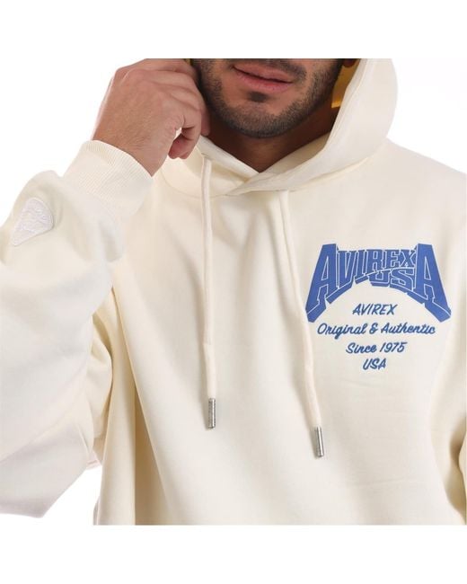 Avirex White Oakland Hooded Neck Long Sleeve Sweatshirt for men