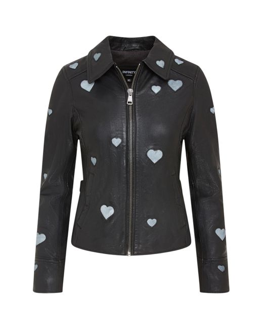 Infinity Leather Black Hearts Biker Jacket
