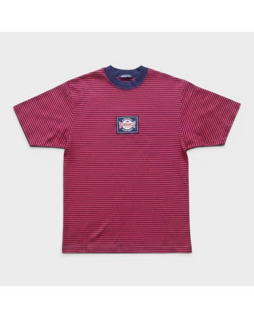 Tommy Hilfiger Purple Classic Striped Logo T-Shirt Dark Cotton