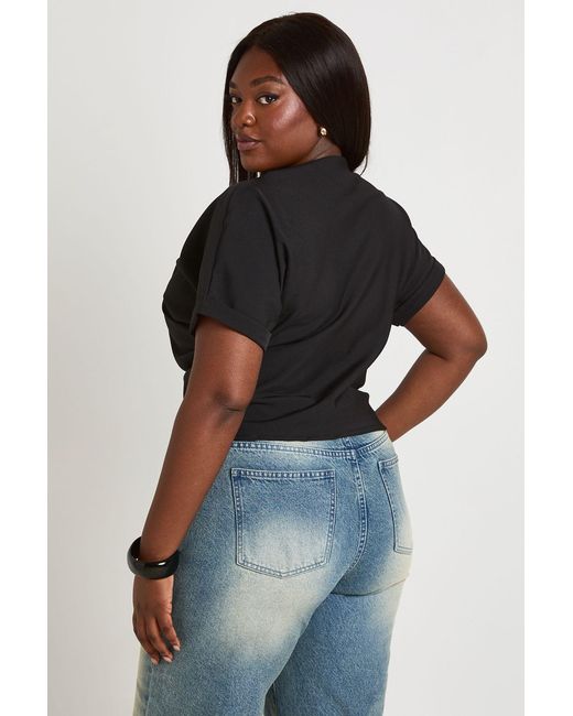 Boohoo Black Plus Rouched Asymetric Top