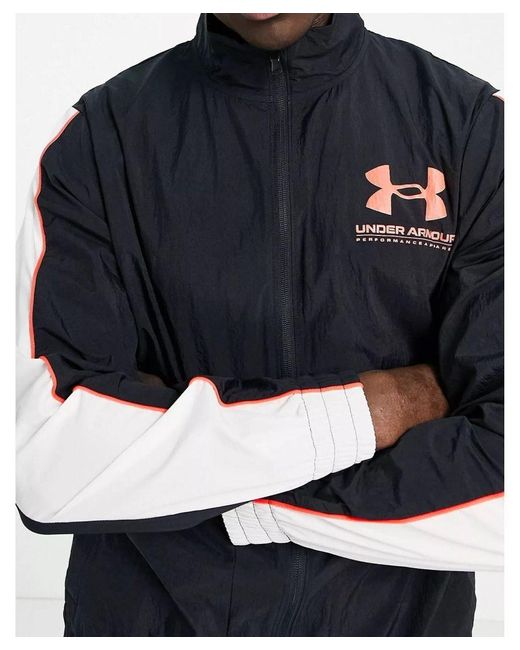 Under Armour Blue Training Woven Track Jacket In Black for men