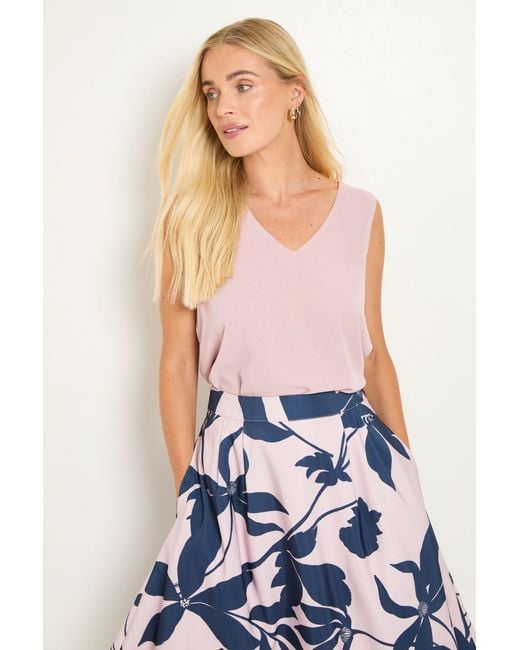 Wallis Blue Petite Chiffon V Neck Cami Top