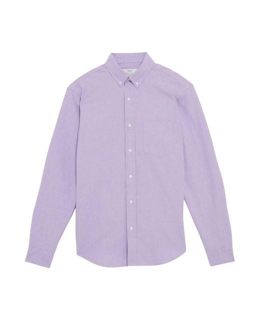 Secret Label Purple Oxford Cotton Long Sleeve Shirt for men