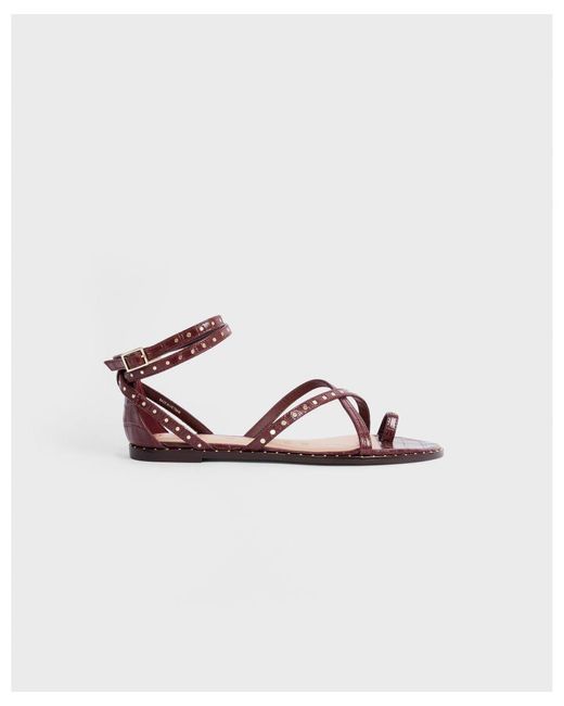 Ted Baker Mathar Flat Studded Gladiator Sandal in Brown | Lyst UK