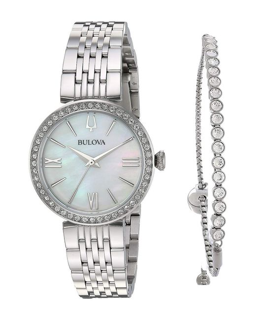 Bulova White Watch 96X153 Stainless Steel