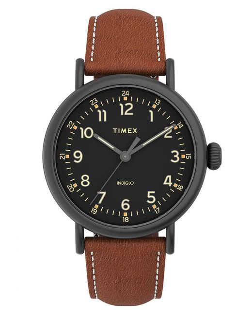 Timex Black Brown Watch Tw2u58600 Leather for men