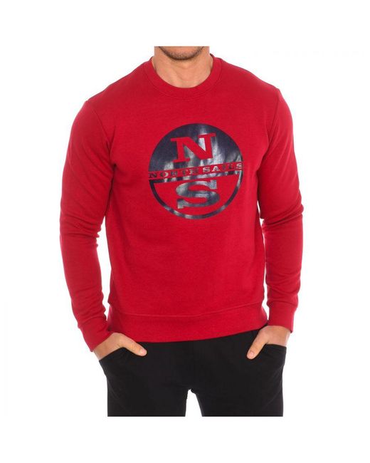 North Sails Red Long-Sleeved Crew-Neck Sweatshirt 9024130 for men