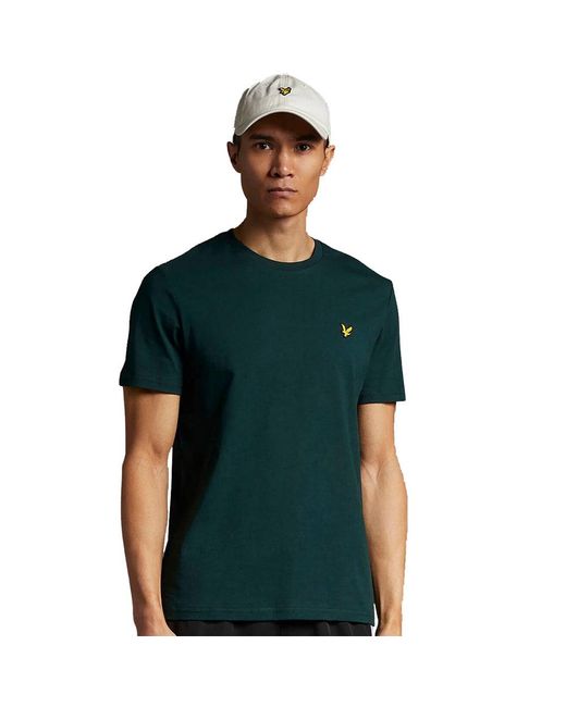 Lyle & Scott Green Plain Regular Fit Cotton T Shirt for men