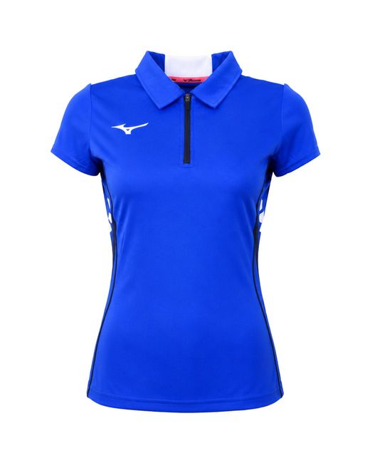 Mizuno Blue Wom Hex Rect Polo Shirt
