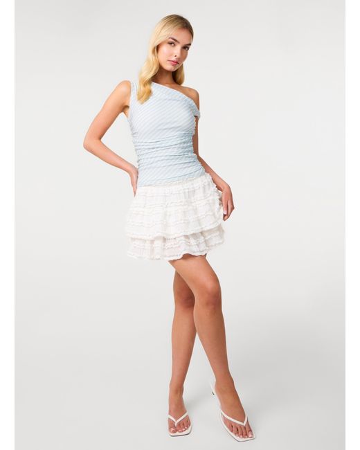 Pink Vanilla White Stripe Asymmetric Top