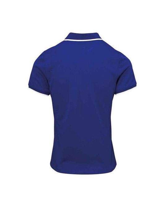 PREMIER Blue Ladies Coolchecker Contrast Pique Polo Shirt (Royal/