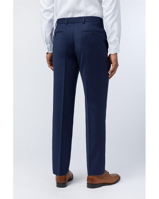 Ted Baker Blue Flat Fronted Slim Fit Suit Trousers for men