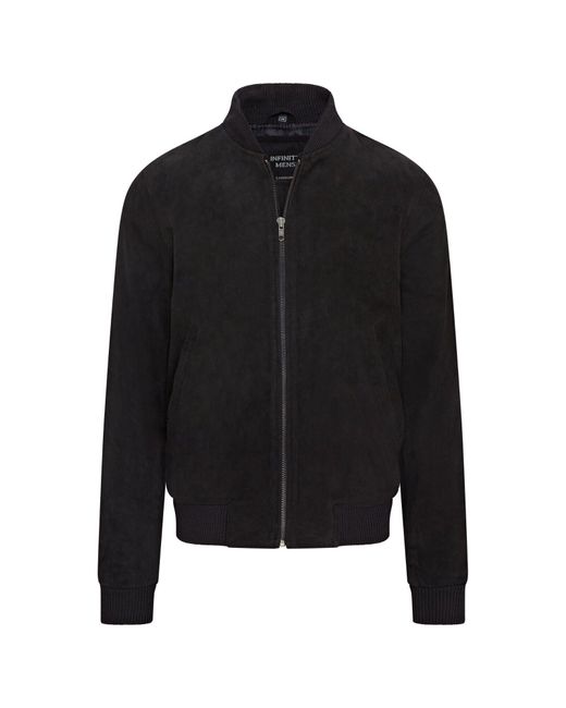 Infinity Leather Black Soft Goat Suede Ma-1 Varsity Bomber Jacket for men