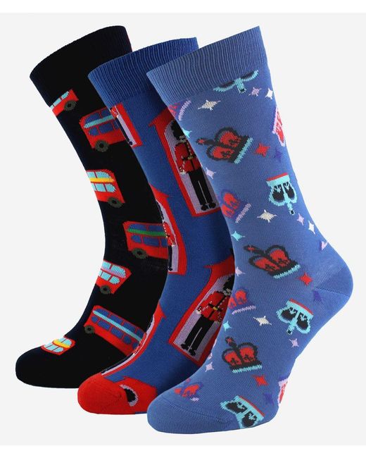 Happy Socks Blue Novelty Uk Themed for men