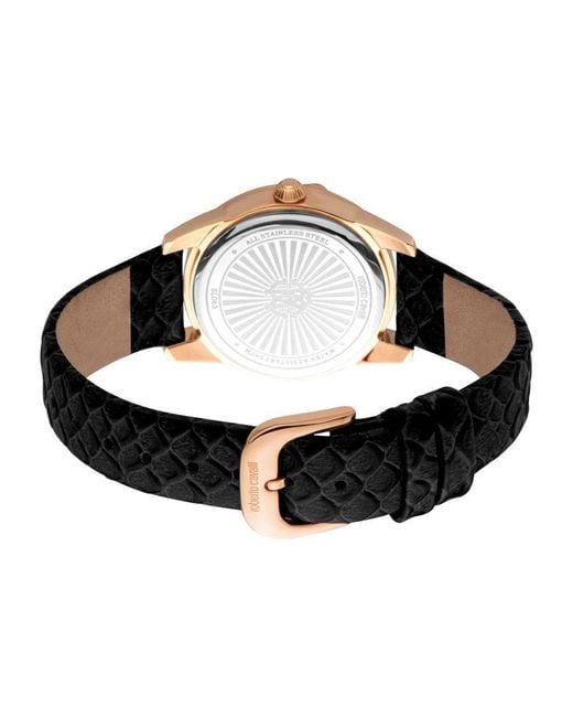 Roberto Cavalli Black Rc5L063L0035 Quartz Stainless Steel Mop Leather 5 Atm 32 Mm