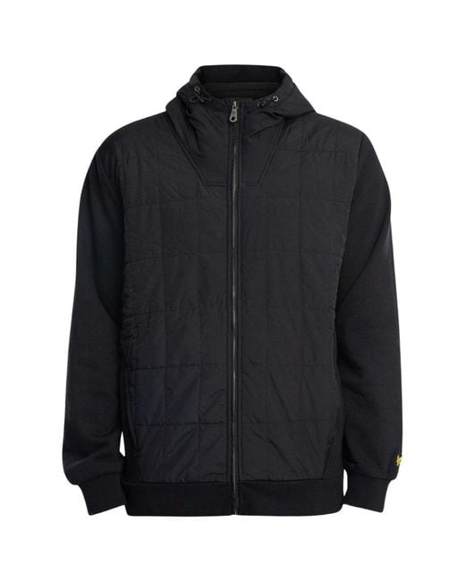 Lyle & Scott Blue Hybrid Quilted Zip-Up Hoodie Cotton for men