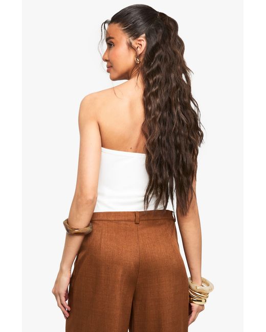 Boohoo Brown Double Layered Slinky Trim Detail Bandeau Bodysuit