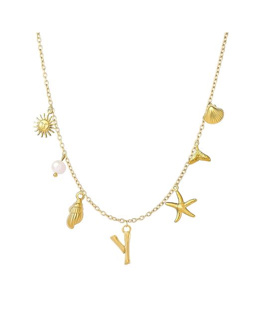The Jewellery Stockroom Metallic Plated Sea And Initial Life Statement Charm Necklace