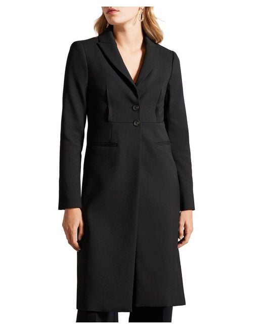 Ted Baker Black Remmiaa City Coat With Metal Hardware, Polyester/Viscose