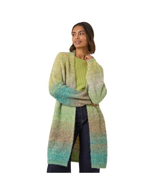 Roman Green Ombre Longline Knit Cardigan