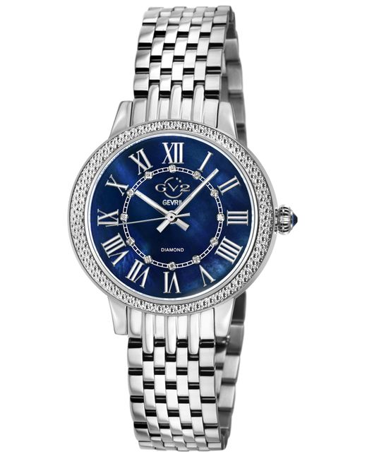 Gv2 Blue Astor Iii Mop Dial Swiss Quartz Stainless Steel Diamond Watch