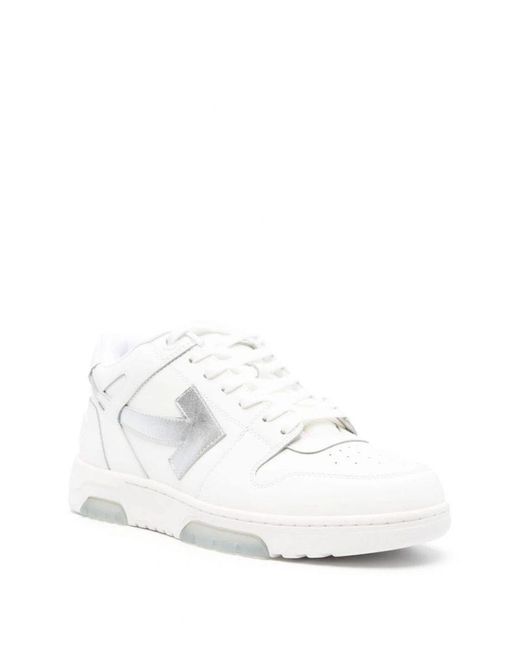 Off-White c/o Virgil Abloh Out Of Office Leren Sneakers In Wit/zilver in het White voor heren