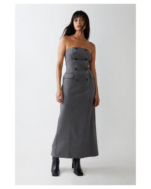 Warehouse Gray Premium Tailored Bustier Midaxi Dress