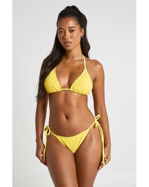 Boohoo Orange Textured Triangle Bikini Top