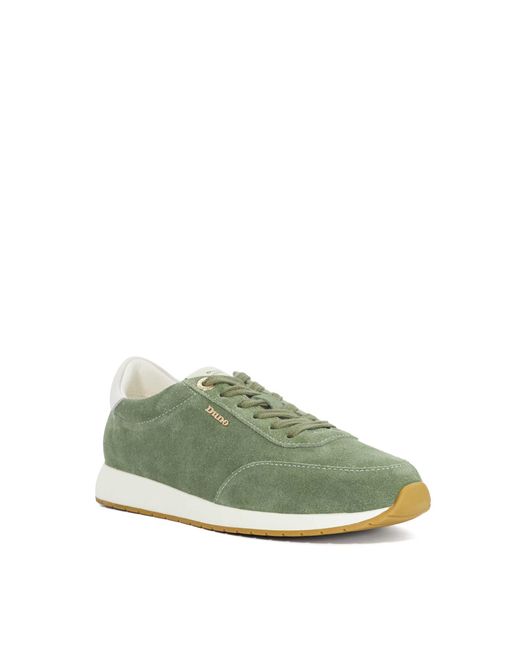 Dune Green Ettah Suede Lace-Up Runner Trainers