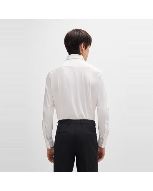 HUGO White Slim Fit Long Sleeve Shirt for men