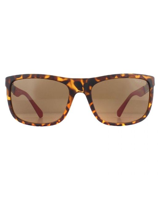 Guess Brown Rectangle Dark Havana Polarized Sunglasses for men
