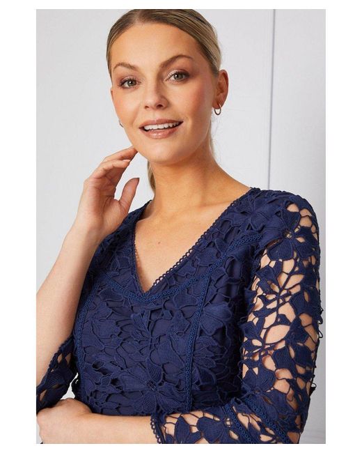 Wallis Blue Occasion Premium Lace Pencil Dress