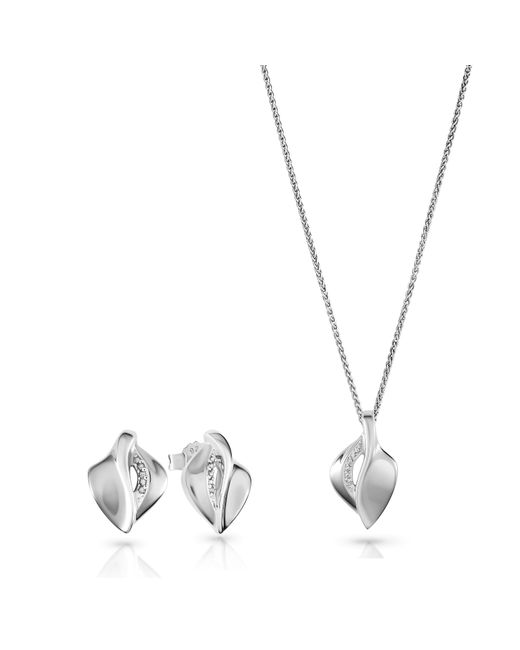 Orphelia Metallic 'Anet' 925 Sterling Set: Chain-Pendant + Earrings