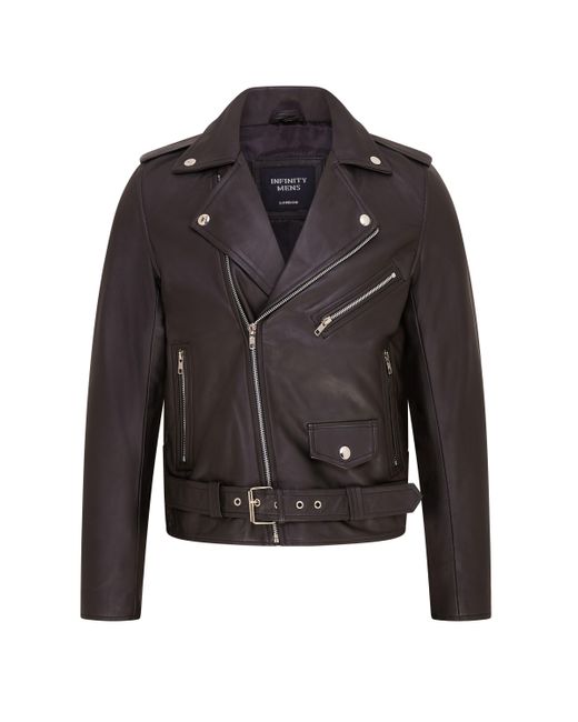 Infinity Leather Black Classic Brando Biker Jacket for men